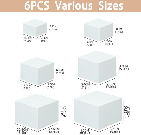 6pcs البوفيه الناهضون ، وناهدات الأطعمة الأكريليك لطاولة البوفيه ، وارتفعات الصعود التعشيش على رف الوقوف لمقتنيات مجوهرات الحلوى الحزبية (الحجم 5 "، 6" ، 7 "، 8" ، 9 "، 10") in Kuwait