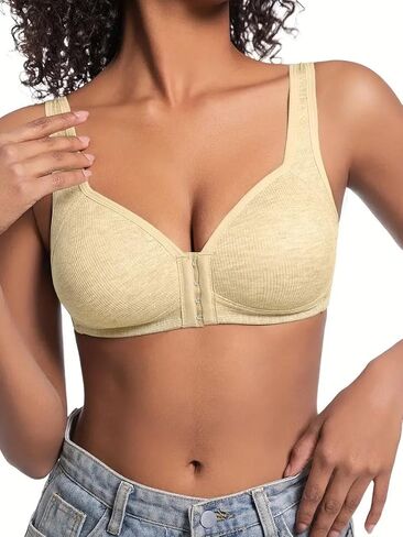 Women's Seamless Wireless Supportive Bra Full Coverage Underwire Bra-Front Closure Comfortable and Soft in Saudi Arabia