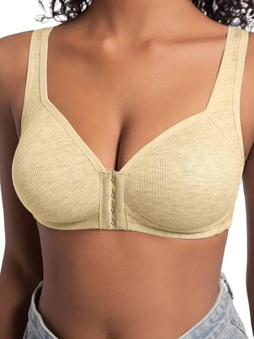 Women's Seamless Wireless Supportive Bra Full Coverage Underwire Bra-Front Closure Comfortable and Soft in Saudi Arabia