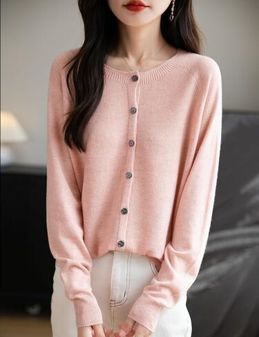 Women Merino Wool Blend Cardigan Crew Neck Fall Winter Long Long-Line-Line-Line Line Lear To Deflies Chremnit in Kuwait