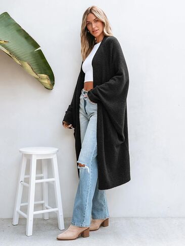 CUPSHE Women's Oversized Cardigan Sweater Open Front 2025 Fall Long Sleeve Soft Knit Casual Sweaters Outwear in Saudi Arabia