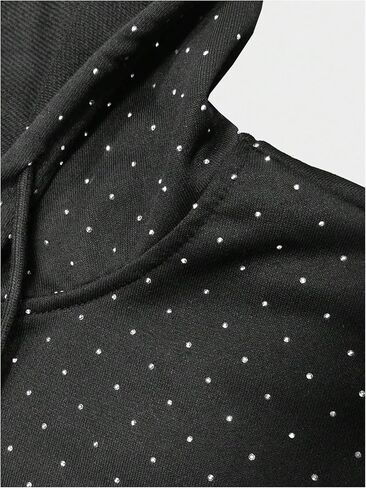 Verdusa Men's Rhinestone Zip Up Hoodie Drop Shoulder Drawstring Sweatshirt with Pockets in Saudi Arabia