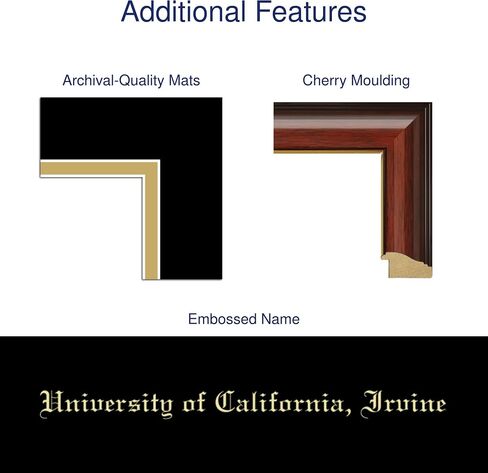 University of California Irvine 11" w x 8.5" h Diploma Frame - Fits a bachelor's, master's and phd - Gold Engraved Medallion Diploma Frame - Cherry Moulding with Black and Gold Matting in Saudi Arabia