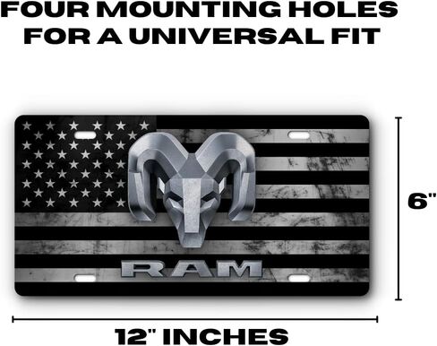 Front Vanity Plate for Ram Vehicles - Mopar Officially Licensed - Brushed Stainless Steel with Mounting Holes (Distressed Stainless Flag) in Saudi Arabia