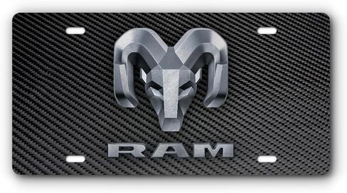 Front Vanity Plate for Ram Vehicles - Mopar Officially Licensed - Brushed Stainless Steel with Mounting Holes (Distressed Stainless Flag) in Saudi Arabia