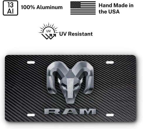 Front Vanity Plate for Ram Vehicles - Mopar Officially Licensed - Brushed Stainless Steel with Mounting Holes (Distressed Stainless Flag) in Saudi Arabia