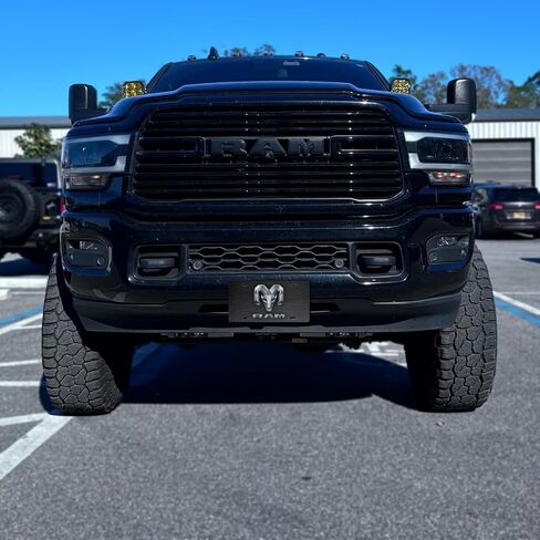 Front Vanity Plate for Ram Vehicles - Mopar Officially Licensed - Brushed Stainless Steel with Mounting Holes (Distressed Stainless Flag) in Saudi Arabia