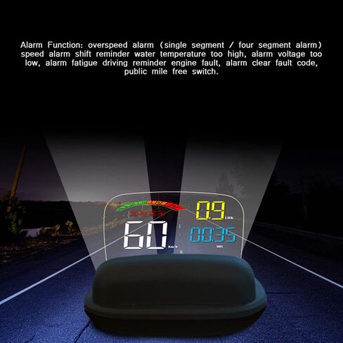 Car HUD Display for OBD GPS, Universal Large Screen Car Head-Up Display with Overspeed Warning and Stereo Imaging in Saudi Arabia