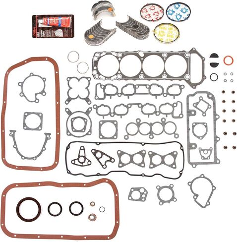 مجموعة Rering Rering Engine ergreen FSBRR3005AEVE متوافقة مع 89-97 NISSAN 240SX D21 Pickup KA24E مجموعة طوقا كاملة ، محامل قضيب رئيسية الحجم القياسي ، حلقات المكبس القياسية الحجم in Kuwait