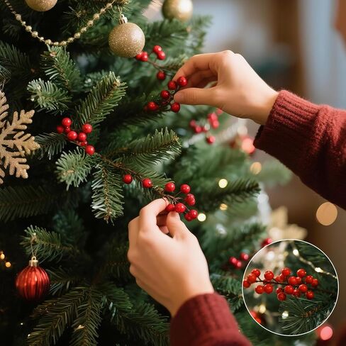 50PACK DECRIAN TREE DECREATIONS الاصطناعية توت تصور التوت الأحمر لعيد الشتاء العطلة المركزية المنزلية وترتيبات الزهور DIY الحلي in Kuwait