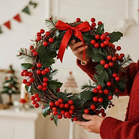 50PACK DECRIAN TREE DECREATIONS الاصطناعية توت تصور التوت الأحمر لعيد الشتاء العطلة المركزية المنزلية وترتيبات الزهور DIY الحلي in Kuwait