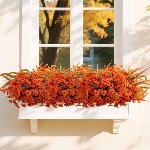Artificial Mums Fall Flowers for Outdoors, 12 Bundles Fake Mums Faux Plants for Outdoor Planters Autumn Decorations,UV Resistant Silk Flowers for Front Porch Garden Patio Home Decor (SET1) in Saudi Arabia