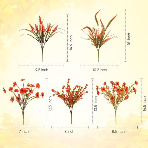 Artificial Mums Fall Flowers for Outdoors, 12 Bundles Fake Mums Faux Plants for Outdoor Planters Autumn Decorations,UV Resistant Silk Flowers for Front Porch Garden Patio Home Decor (SET1) in Saudi Arabia