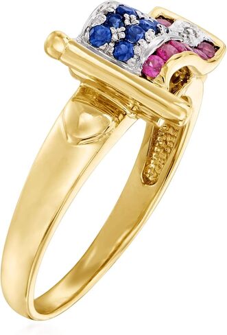 Ross-Simons 0.20 ct. t.w. Ruby and .16 ct. t.w. Sapphire American Flag Ring With Diamond Accents in 18kt Gold Over Sterling in Saudi Arabia