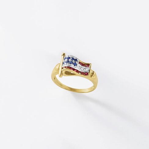 Ross-Simons 0.20 ct. t.w. Ruby and .16 ct. t.w. Sapphire American Flag Ring With Diamond Accents in 18kt Gold Over Sterling in Saudi Arabia