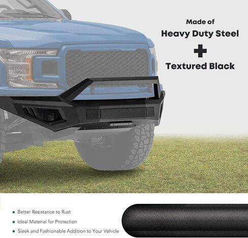 Yhtauto Bull Bar Bar مع Skid Plate Light Mount Fit Ford Models ، F-150 2015 2015 2017 ، واقي فرشاة الصلب الثقيل للشاحنة الأمامية المصد سوداء على الطرق الوعرة in Kuwait