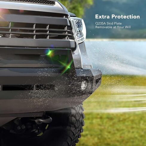 Yhtauto Bull Bar Bar مع Skid Plate Light Mount Fit Ford Models ، F-150 2015 2015 2017 ، واقي فرشاة الصلب الثقيل للشاحنة الأمامية المصد سوداء على الطرق الوعرة in Kuwait