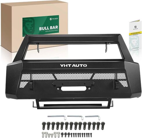 Yhtauto Bull Bar Bar مع Skid Plate Light Mount Fit Ford Models ، F-150 2015 2015 2017 ، واقي فرشاة الصلب الثقيل للشاحنة الأمامية المصد سوداء على الطرق الوعرة in Kuwait