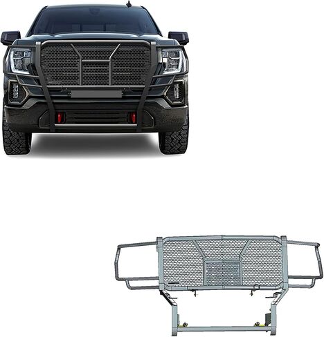 Black Horse Rugged Heavy Duty Grille Brush Bumper Guard Modular Black Compatible with 2019-2021 GMC Sierra 1500-RU-GMSI19-B in Saudi Arabia