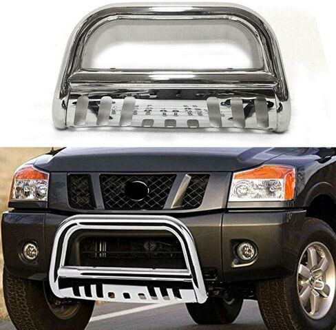 MOTORHOT Stainless Steel Front Bumper Bull Bar Grille Guard Compatible With 2005-2019 Nissan Frontier 2005-2008 2018 2019 Pathfinder 2005-2015 2018 2019 Xterr Silver in Kuwait