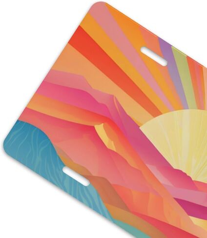Boho Sunset Front License Plate for Women Car Vanity Plates Decorative Aluminum Metal Cute Novelty License Plate Cover for Men 6x12 Inch (4 Holes) in Saudi Arabia