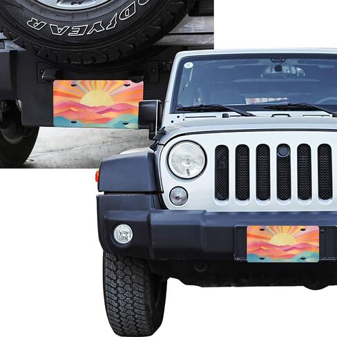 Boho Sunset Front License Plate for Women Car Vanity Plates Decorative Aluminum Metal Cute Novelty License Plate Cover for Men 6x12 Inch (4 Holes) in Saudi Arabia