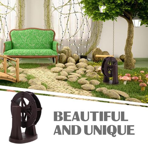 STOBAZA Fountain Water Wheel Decor, Micro Landscape Fountain Feng Shui Sculpture Water Wheel for DIY Craft Home Office Fish Tank Bonsai Micro Landscape Layout Decor in Saudi Arabia