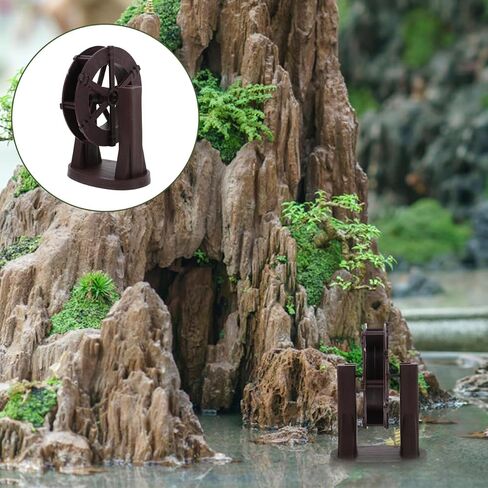 STOBAZA Fountain Water Wheel Decor, Micro Landscape Fountain Feng Shui Sculpture Water Wheel for DIY Craft Home Office Fish Tank Bonsai Micro Landscape Layout Decor in Saudi Arabia