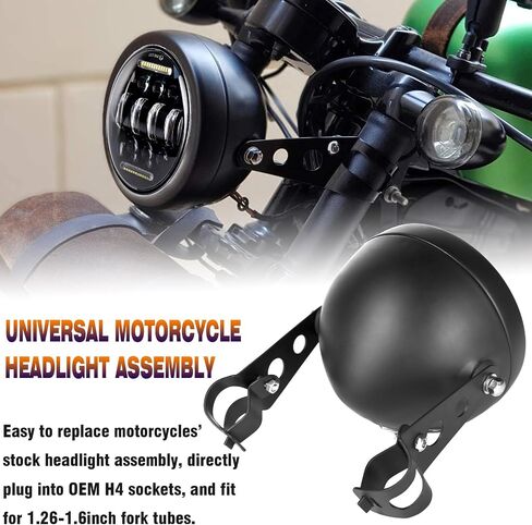 5-3/4inch Motorcycle Headlight with Headlight Housing Bucket Mount Bracket compatible with Shadow 750 Rebel 500 Café Racer Bober Cruiser in Saudi Arabia