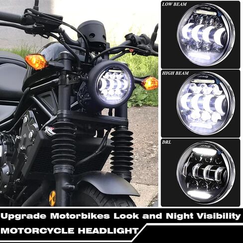 5-3/4inch Motorcycle Headlight with Headlight Housing Bucket Mount Bracket compatible with Shadow 750 Rebel 500 Café Racer Bober Cruiser in Saudi Arabia