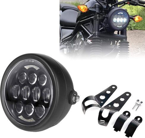 5-3/4inch Motorcycle Headlight with Headlight Housing Bucket Mount Bracket compatible with Shadow 750 Rebel 500 Café Racer Bober Cruiser in Saudi Arabia