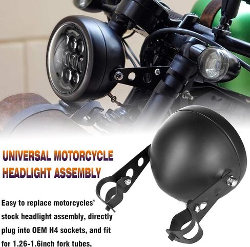 5-3/4inch Motorcycle Headlight with Headlight Housing Bucket Mount Bracket compatible with Shadow 750 Rebel 500 Café Racer Bober Cruiser in Saudi Arabia