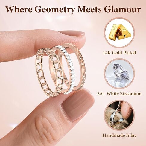 ywxtw 3 pack 14k حلقات التراص المطلية بالذهب لخاتم أورا Gen 4 /Ultrahuman ، الأناقة الخالدة غير القابل للتشويه الزركونيا أبيض المشاركة in Kuwait