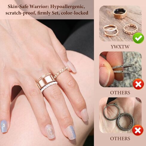 ywxtw 3 pack 14k حلقات التراص المطلية بالذهب لخاتم أورا Gen 4 /Ultrahuman ، الأناقة الخالدة غير القابل للتشويه الزركونيا أبيض المشاركة in Kuwait
