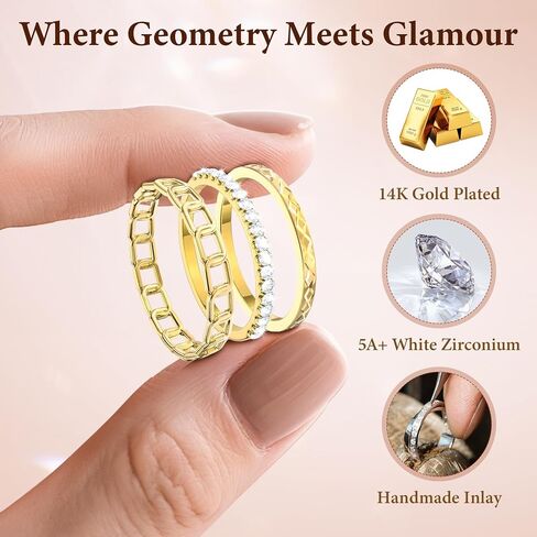 ywxtw 3 pack 14k حلقات التراص المطلية بالذهب لخاتم أورا Gen 4 /Ultrahuman ، الأناقة الخالدة غير القابل للتشويه الزركونيا أبيض المشاركة in Kuwait