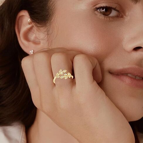 Gold Rings for Women Non Tarnish, 18K Gold Plated Trendy Stackable Gold Rings, Adjustable Open Statement Rings with Cubic Zirconia in Saudi Arabia