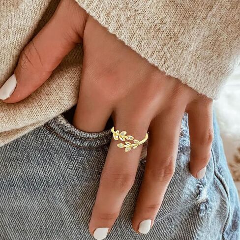 Gold Rings for Women Non Tarnish, 18K Gold Plated Trendy Stackable Gold Rings, Adjustable Open Statement Rings with Cubic Zirconia in Saudi Arabia