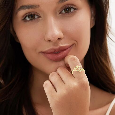Gold Rings for Women Non Tarnish, 18K Gold Plated Trendy Stackable Gold Rings, Adjustable Open Statement Rings with Cubic Zirconia in Saudi Arabia