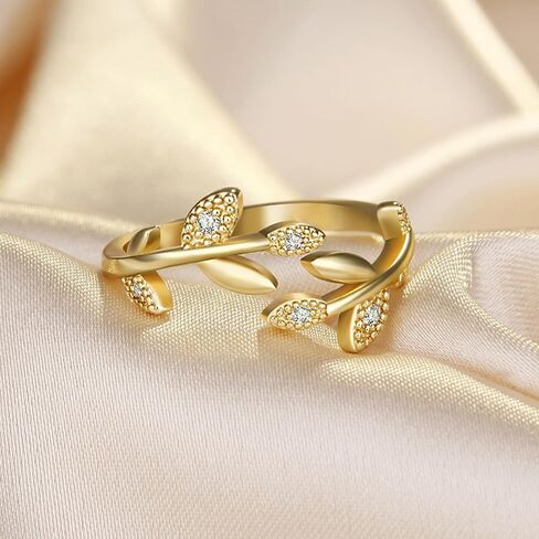 Gold Rings for Women Non Tarnish, 18K Gold Plated Trendy Stackable Gold Rings, Adjustable Open Statement Rings with Cubic Zirconia in Saudi Arabia