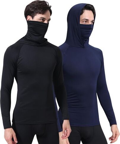Men's Outdoor Sports Quick-Dry Sun Protection Long Sleeve Hooded Turtleneck Top in Kuwait