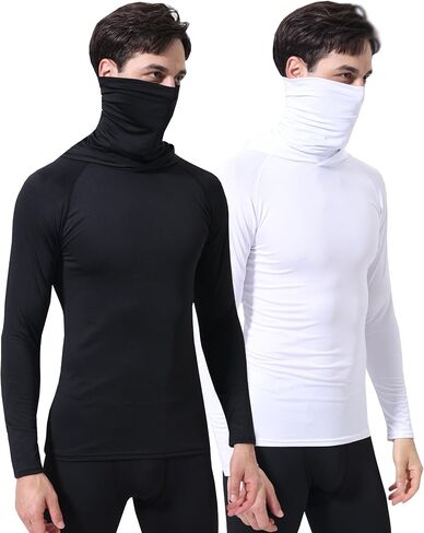 Men's Outdoor Sports Quick-Dry Sun Protection Long Sleeve Hooded Turtleneck Top in Kuwait