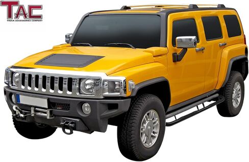 خطوات جانبية TAC تناسب 2003-2010 HUMMER H2 / H2 SUT (نماذج مناسبة مع السكك الحديدية الصخرية الأصلية) شاحنة بيك آب 3 بوصات قضبان الجانب الأسود NERF القضبان الجري على الطريق الإكسسوارات الخارجية (2 قطع) in Saudi Arabia