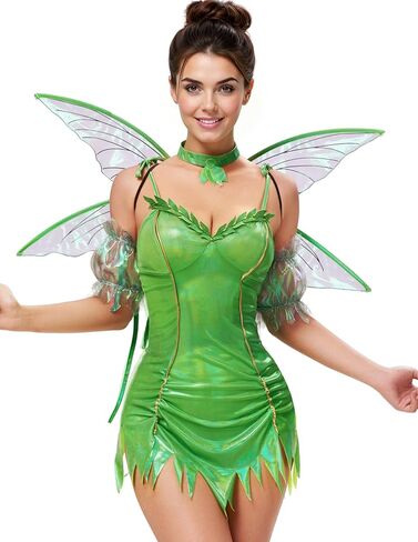 Spooktacular Creations Halloween Fairy Costume Dress Women, Green Forest Pixie Princess Fancy Dress for Themed Parties in Saudi Arabia