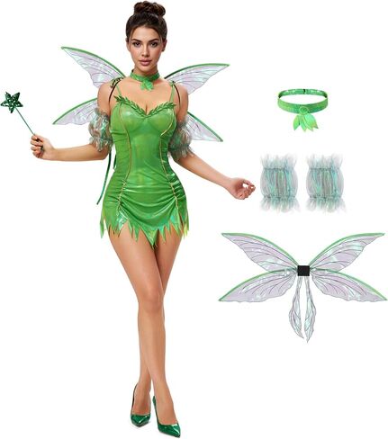 Spooktacular Creations Halloween Fairy Costume Dress Women, Green Forest Pixie Princess Fancy Dress for Themed Parties in Saudi Arabia