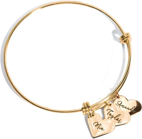 MignonandMignon Personalized Name Bracelets for Women Handmade Heart Charm Custom Engraved Name Bangle Unique Gift for Her Grandma Bracelets for women – ABR-MH in Saudi Arabia