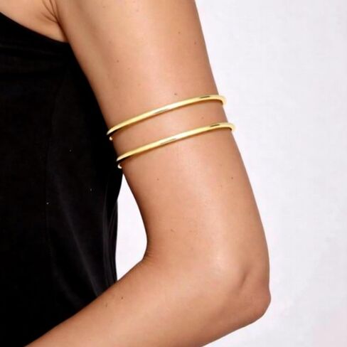 8 Pcs Upper Arm Cuff Jewelry for Women Gold Silver Minimalist Arm Cuffs Bangle Band Armlet Adjustable Coil Armband Bracelet Set Jewelry in Kuwait
