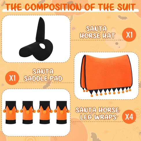 Abbylike 6 Pcs Christmas Holiday Santa Leg Wraps with Faux Fur Trim Holiday Santa Horse Hat All Purpose Santa Saddle Pad for Christmas Horse Costume Accessories in Saudi Arabia
