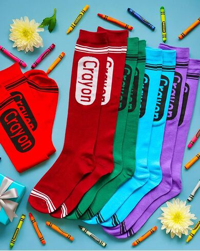 Halloween Crayon Socks Colorful Striped Thigh High Stockings Neon Socks Adult Crayon Costume for Halloween in Saudi Arabia