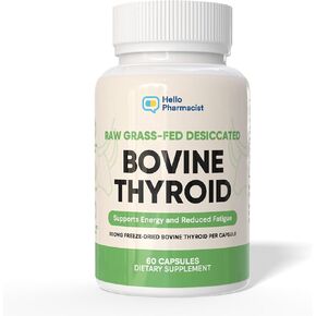 Raw Grass-Fed Desiccated Bovine Thyroid 300mg - Energy & Metabolism Support - New Zealand Sourced, Freeze-Dried Glandular, Non-GMO, Tested for Impurities - 60 Capsules in Saudi Arabia