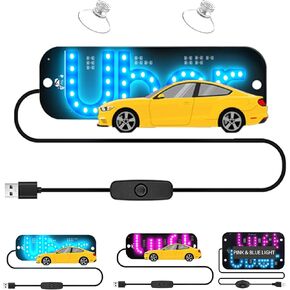 Blue LED Light Sign for Car, Taxi Sign Light Windshield Led Sign Car LED Decal with Suction Cups USB Plug for Cars,SUVs（Green & Pink） in Saudi Arabia